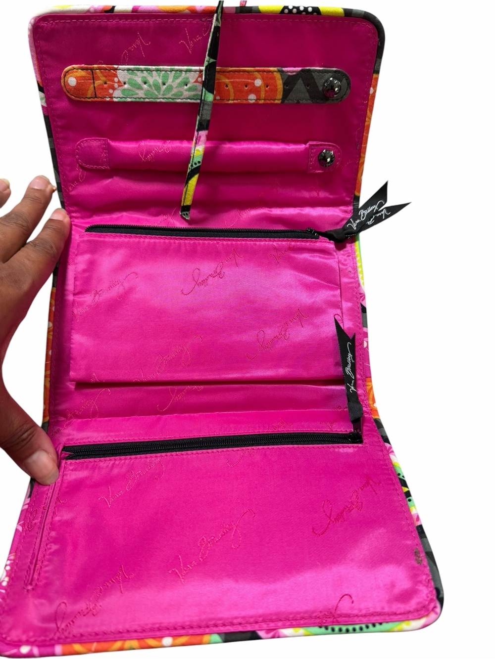 Vera Bradley Hot Pink Floral-Trim Quilted Organizer Makeup - Picture 2 of 6